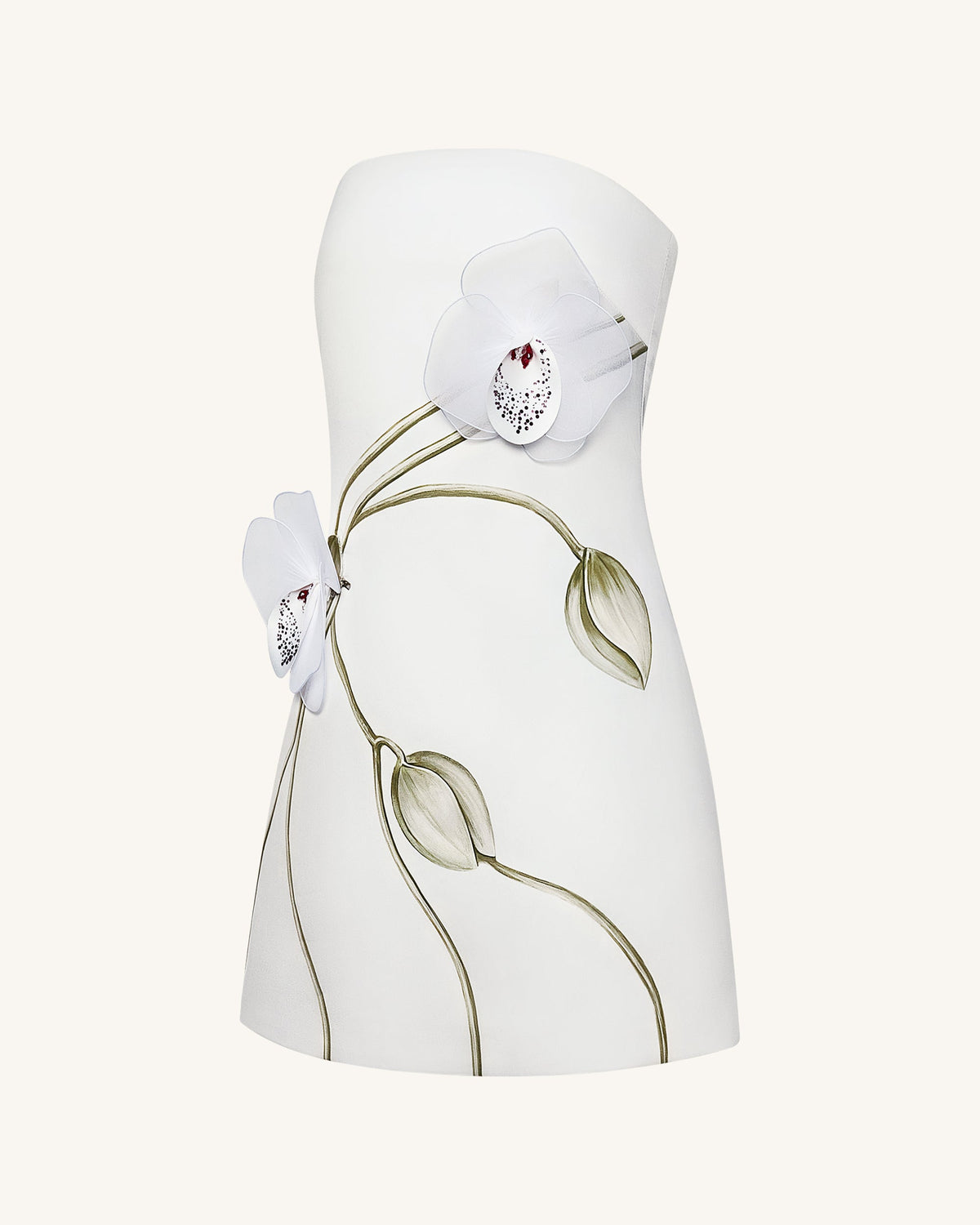 Orchid Appliqué Strapless Dress - White | JW PEI