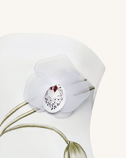 Orchid Appliqué Strapless Dress - White | JW PEI