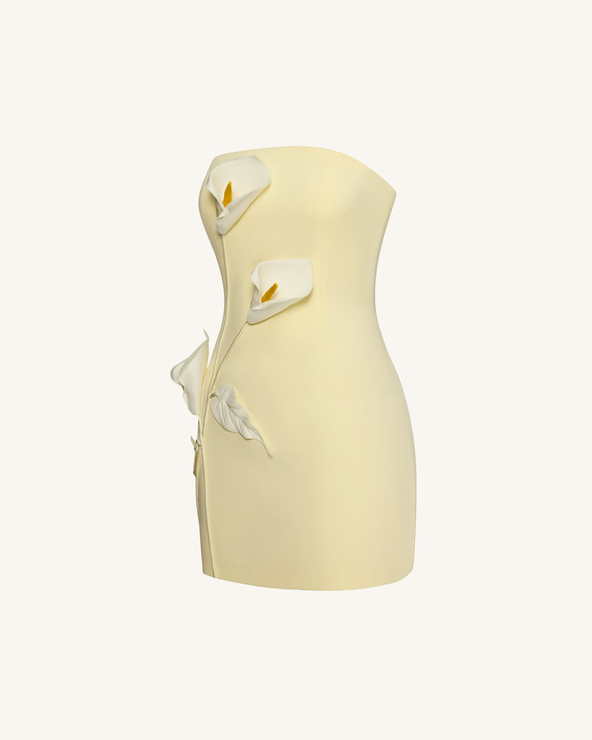 Strapless Floral Appliqué Dress - Yellow | JW PEI