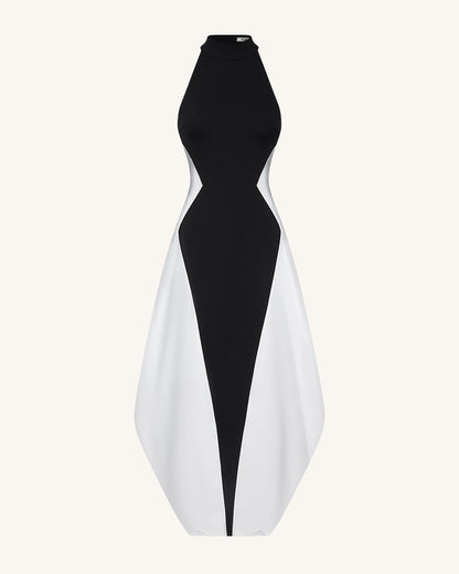 Monochrome Paneled Maxi Dress – Black | JW PEI