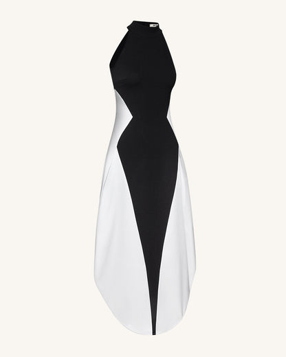 Monochrome Paneled Maxi Dress – Black | JW PEI
