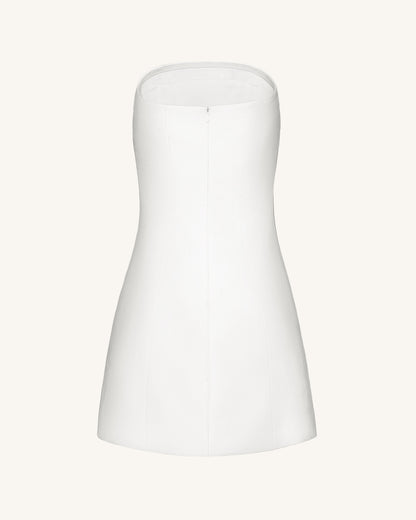 3D Vine Floral Strapless Mini Dress - White | JW PEI