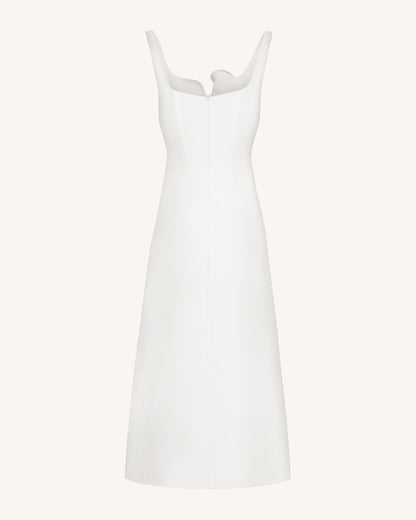 3D Vine-Appliqué Asymmetric Sweetheart Gown - White | JW PEI