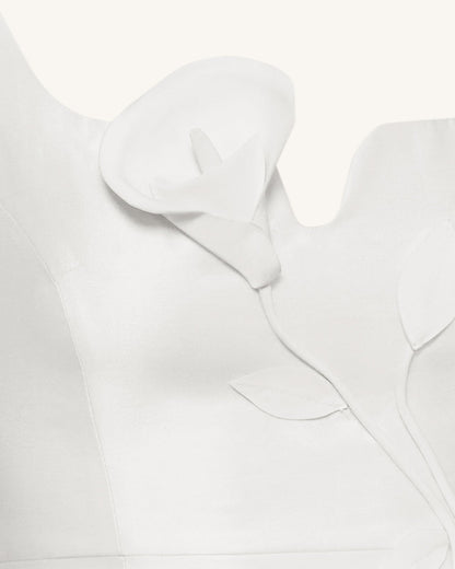 3D Vine-Appliqué Asymmetric Sweetheart Gown - White | JW PEI