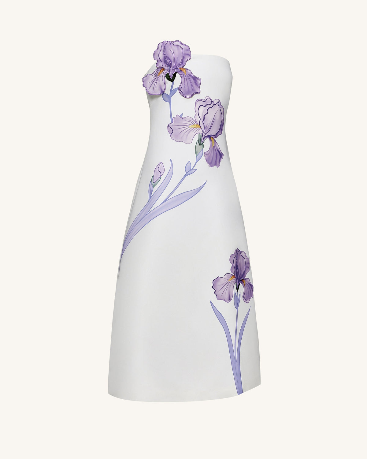 Iris Floral Print Strapless A-Line Maxi Dress - White | JW PEI