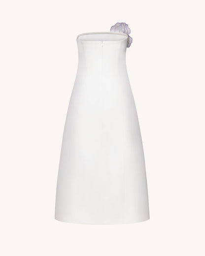 Iris Floral Print Strapless A-Line Maxi Dress - White | JW PEI