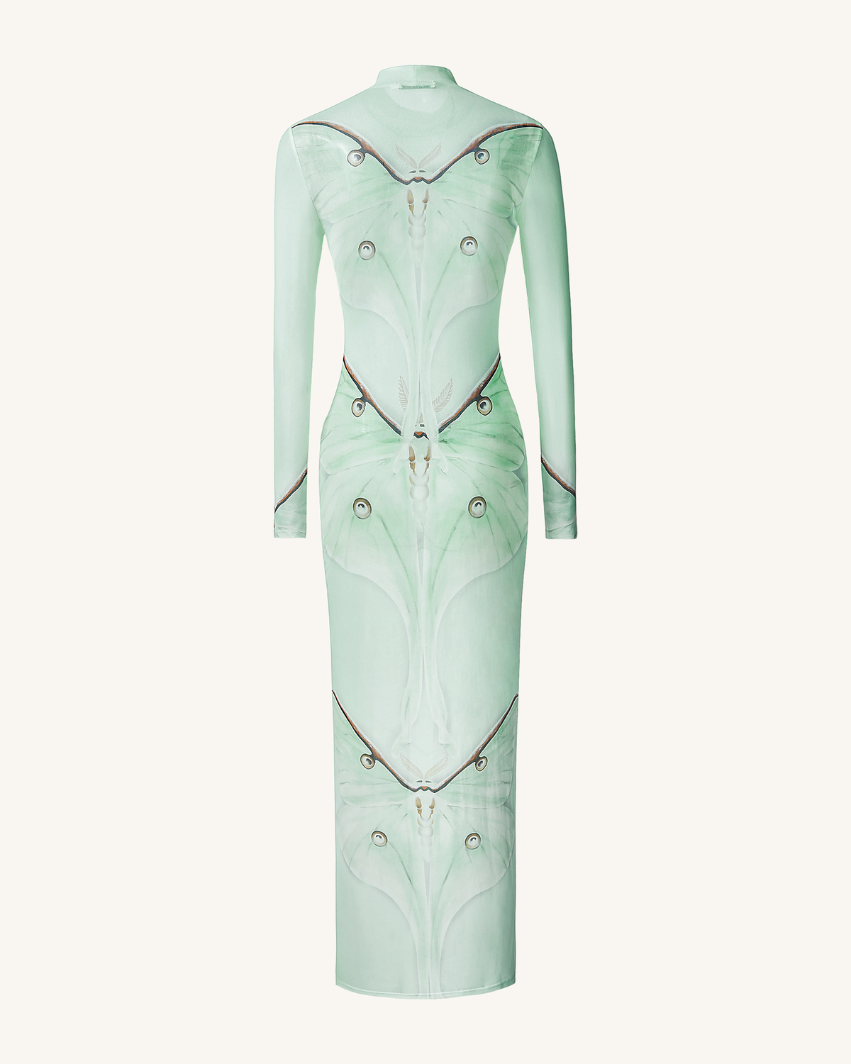 Moth Sheer Mesh Gown - Green/Beige | JW PEI