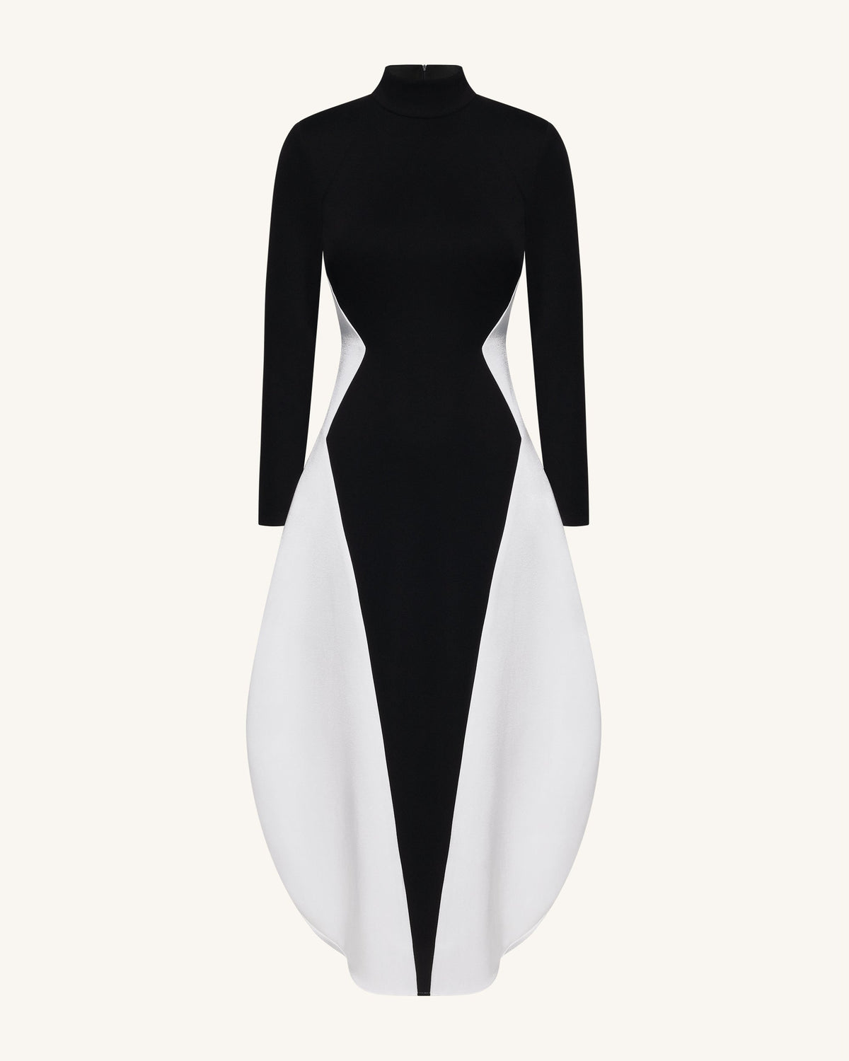 Monochrome Paneled Long-Sleeve Maxi Dress - Black | JW PEI