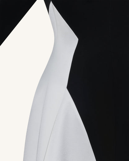 Monochrome Paneled Long-Sleeve Maxi Dress - Black | JW PEI