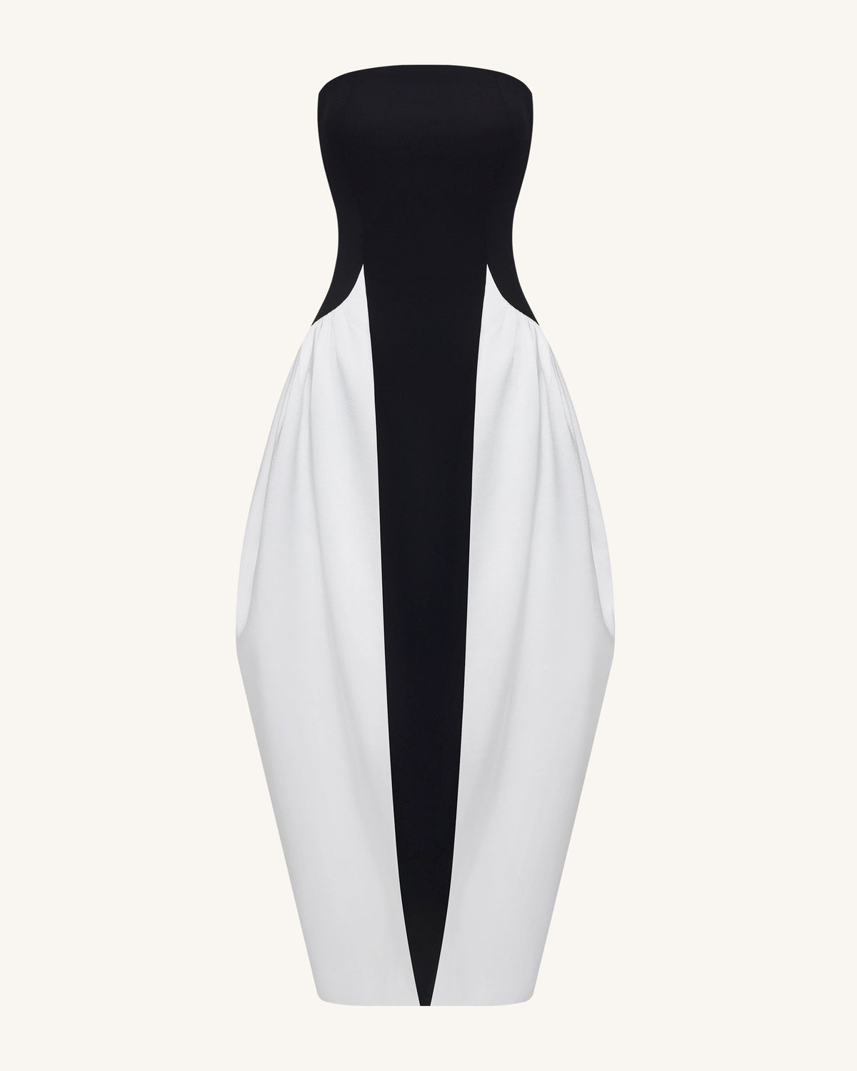 Monochrome Paneled Strapless Sculptural Maxi Dress - Black | JW PEI
