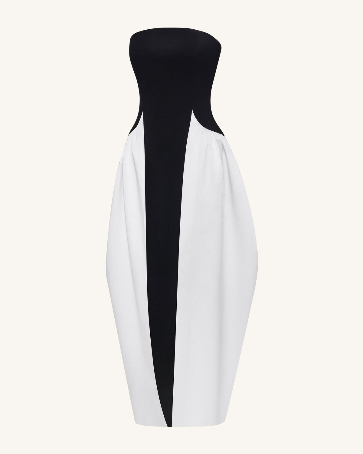 Monochrome Paneled Strapless Sculptural Maxi Dress - Black | JW PEI