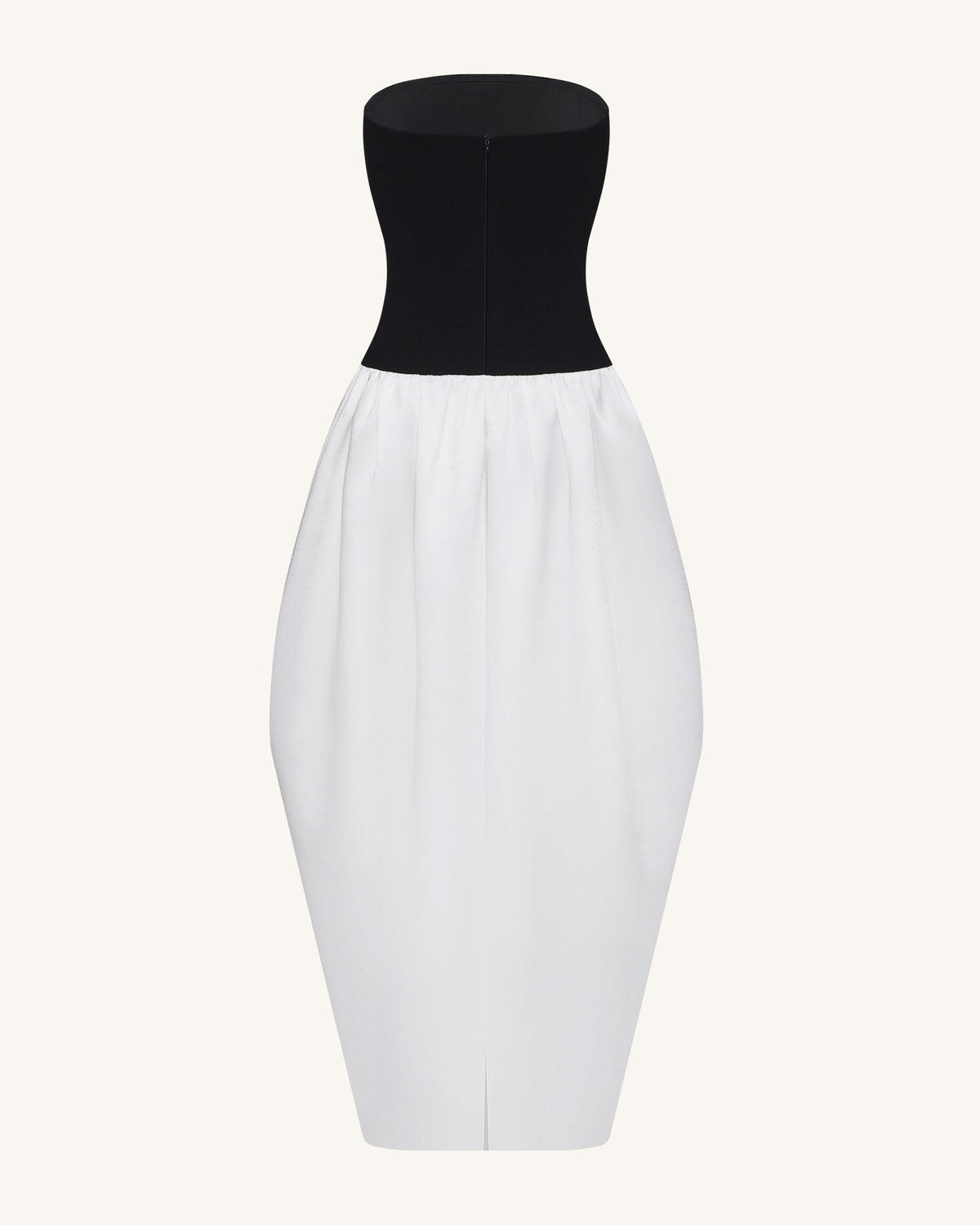 Monochrome Paneled Strapless Sculptural Maxi Dress - Black | JW PEI