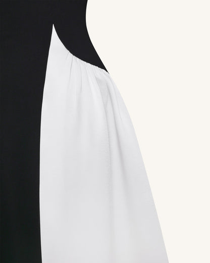 Monochrome Paneled Strapless Sculptural Maxi Dress - Black | JW PEI