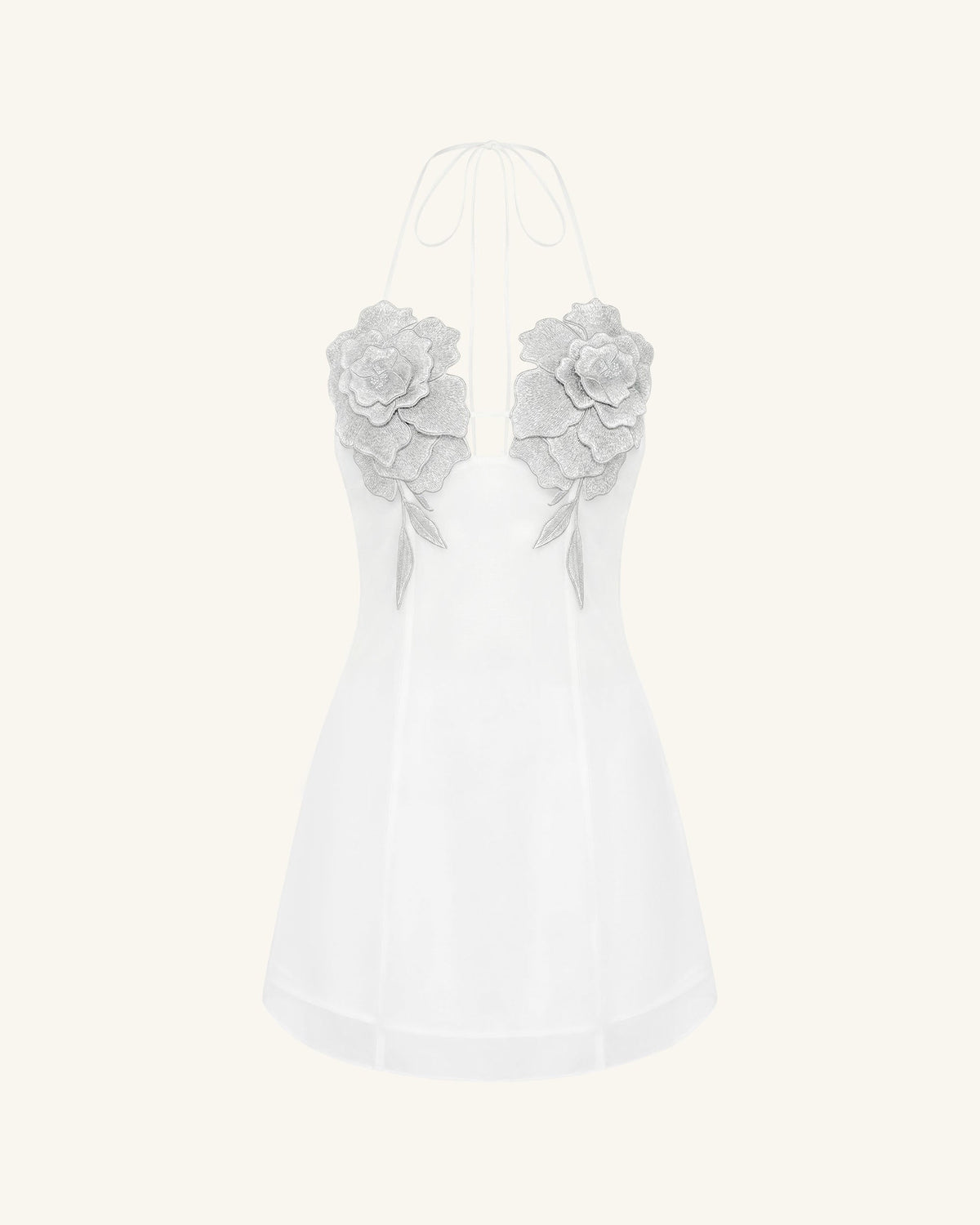 Flower Embroidered Mini Dress - White | JW PEI