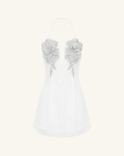 Flower Embroidered Mini Dress - White | JW PEI
