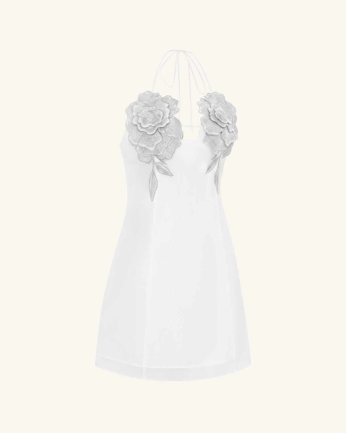 Flower Embroidered Mini Dress - White | JW PEI