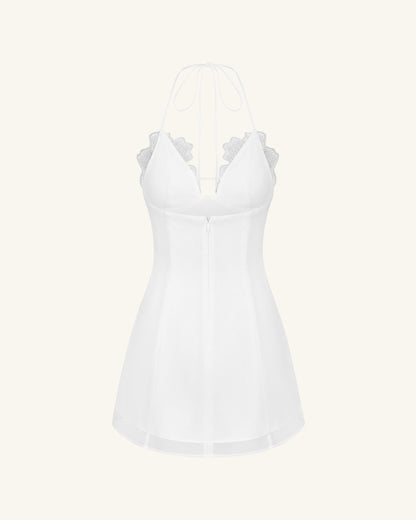 Flower Embroidered Mini Dress - White | JW PEI