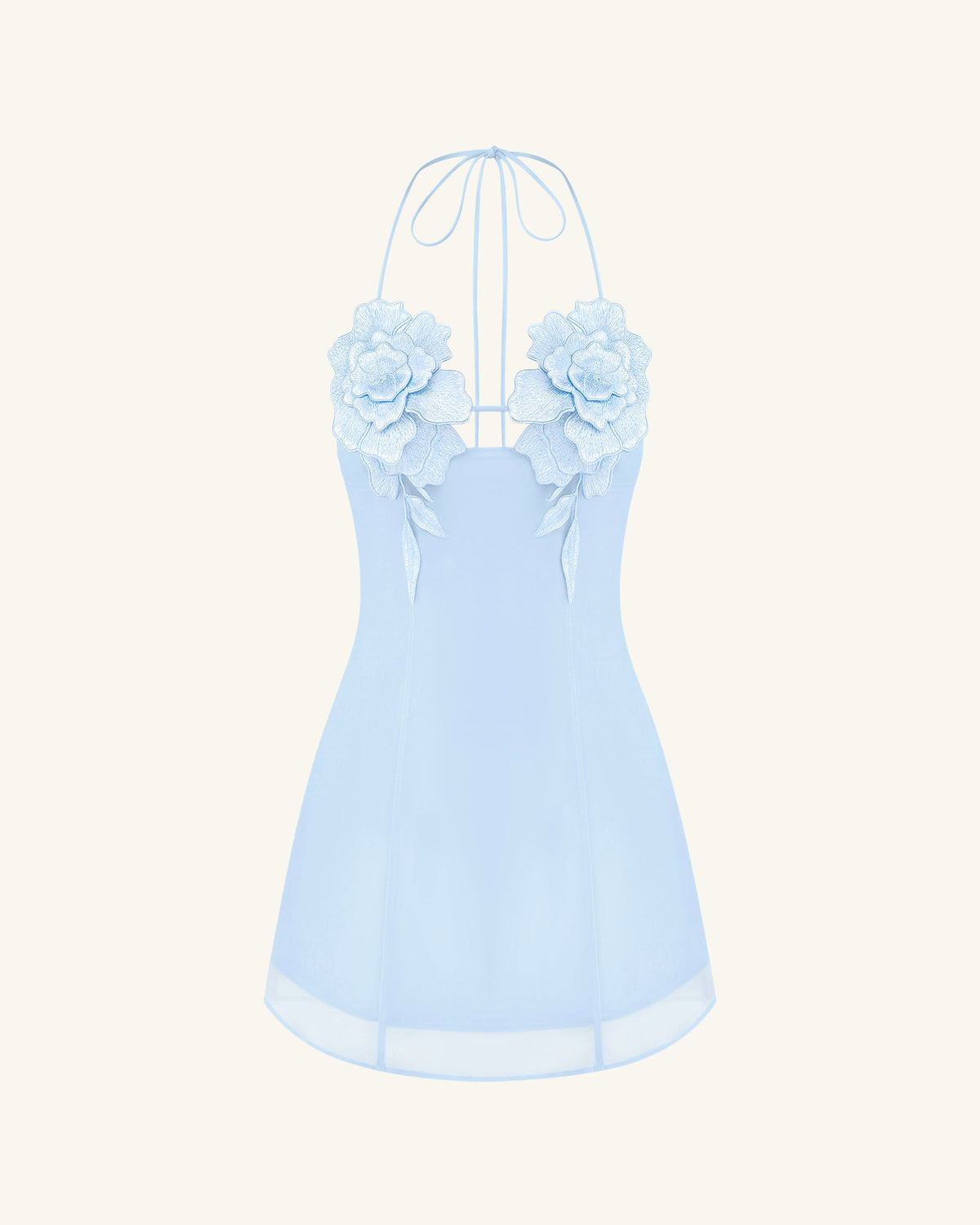 Flower Embroidered Mini Dress - Blue | JW PEI