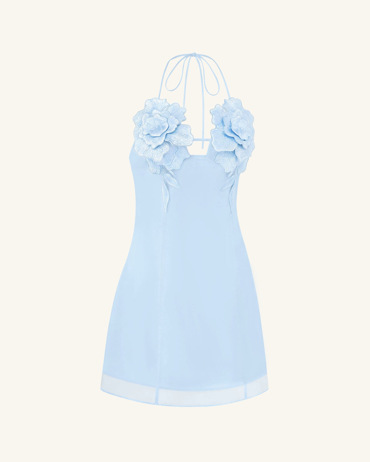 Flower Embroidered Mini Dress - Blue | JW PEI