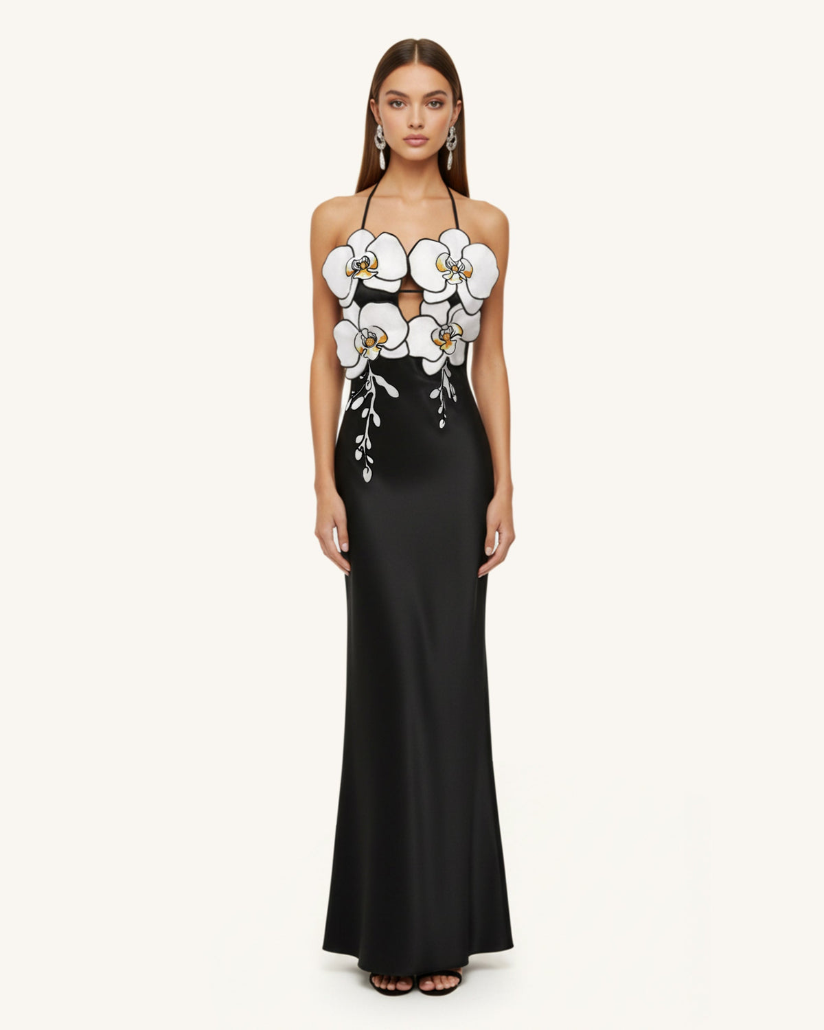 Orchid Embroidered Dress – Black/White | JW PEI