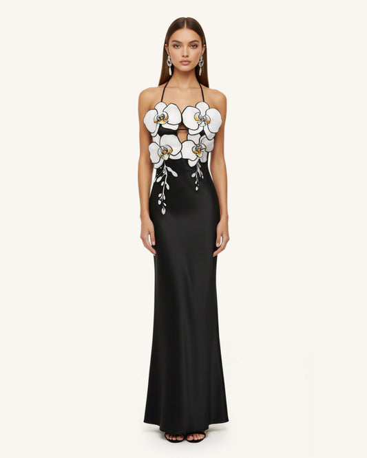 Orchid Embroidered Dress – Black/White | JW PEI