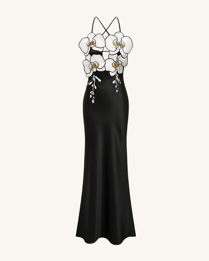 Orchid Embroidered Dress – Black/White | JW PEI