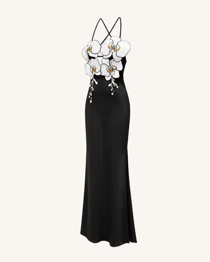 Orchid Embroidered Dress – Black/White | JW PEI