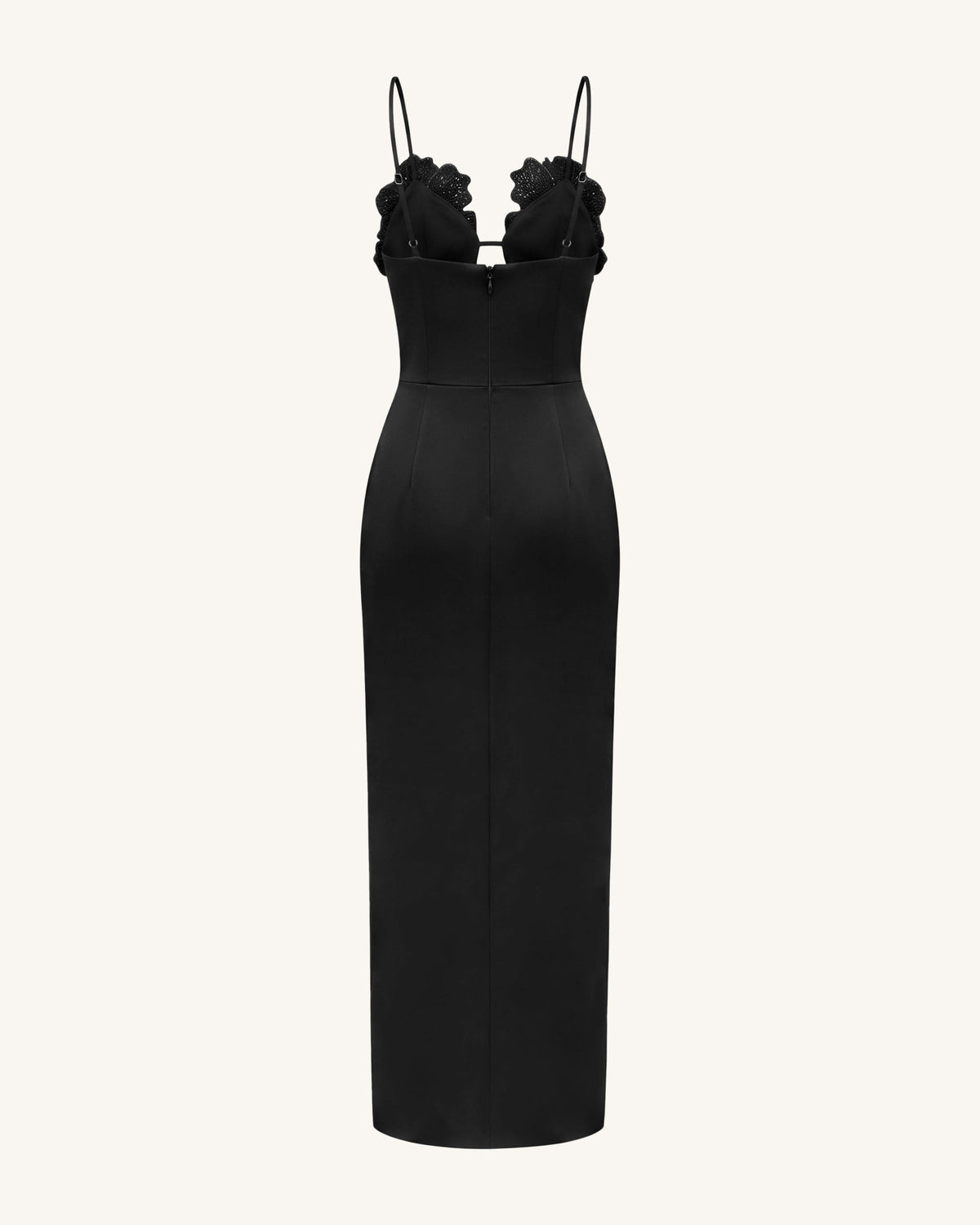 3D Floral Strappy Maxi Dress - Black | JW PEI