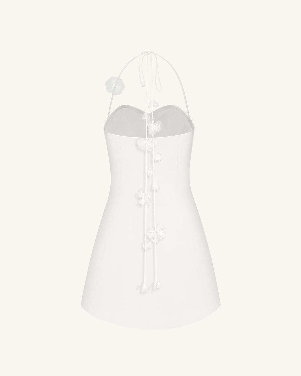 Floral Ruched Halter Mini Dress - White | JW PEI