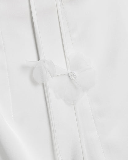 Floral Ruched Halter Mini Dress - White | JW PEI