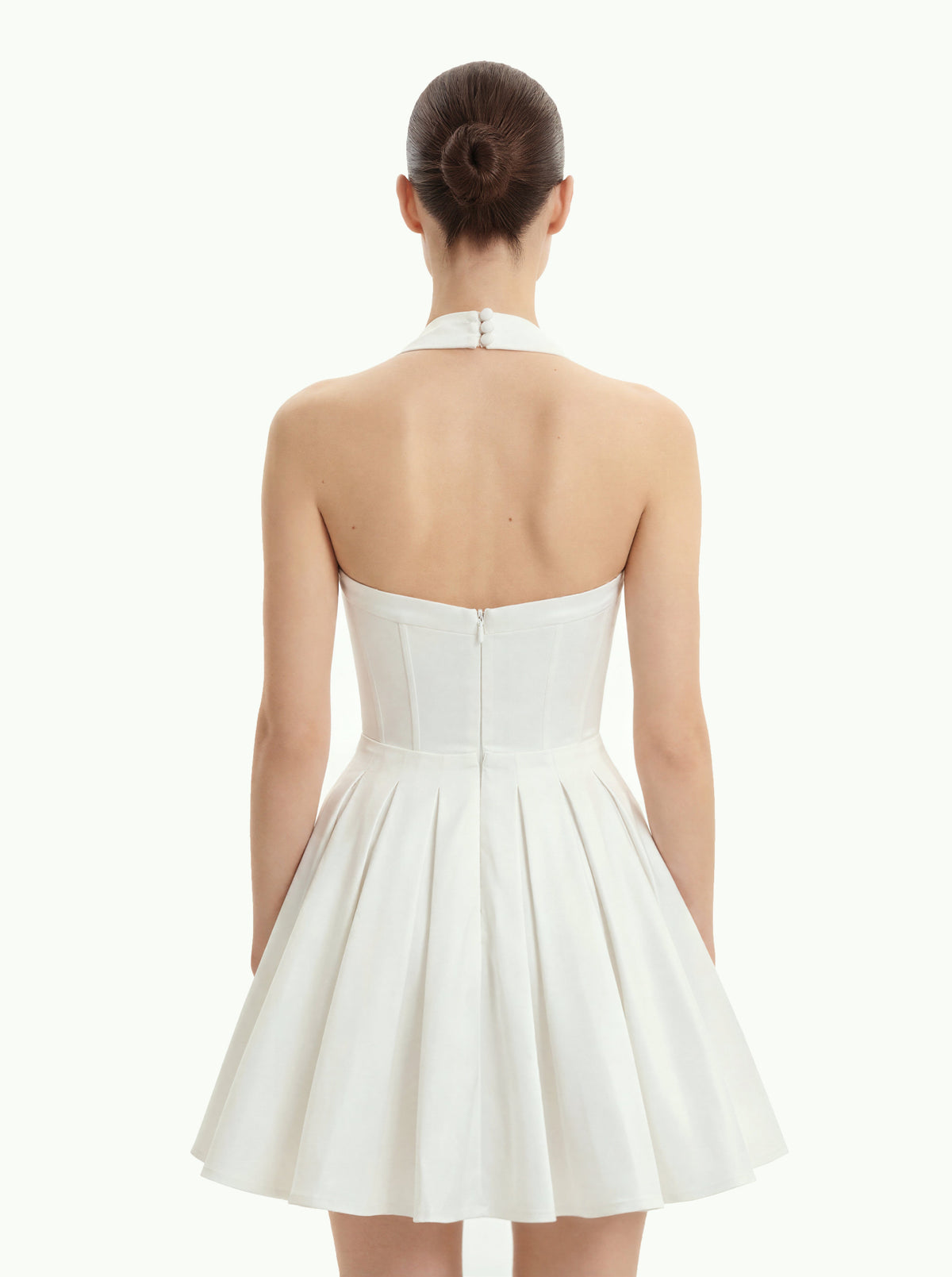 Pleated Bustier Halter Mini Dress - White | JW PEI