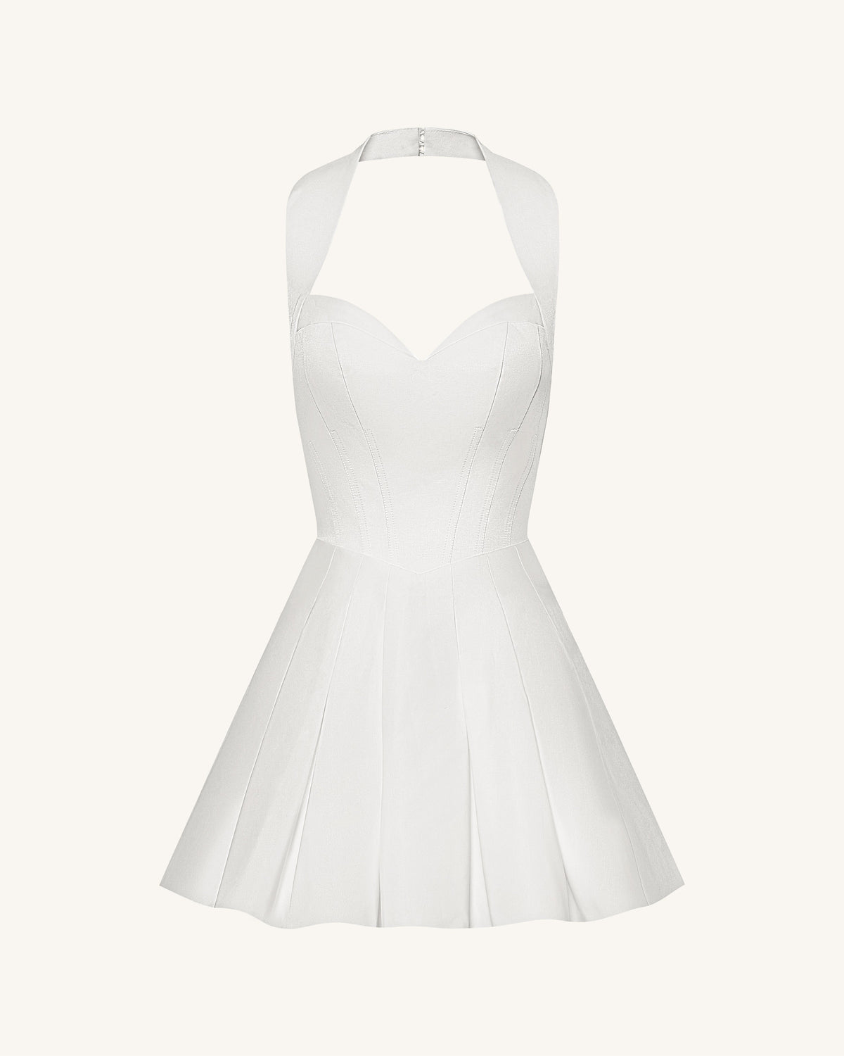 Pleated Bustier Halter Mini Dress - White | JW PEI