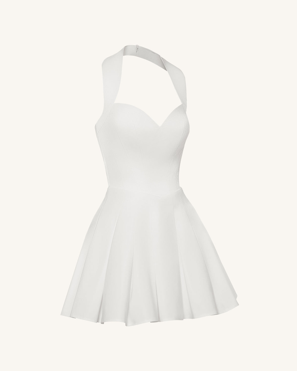 Pleated Bustier Halter Mini Dress - White | JW PEI
