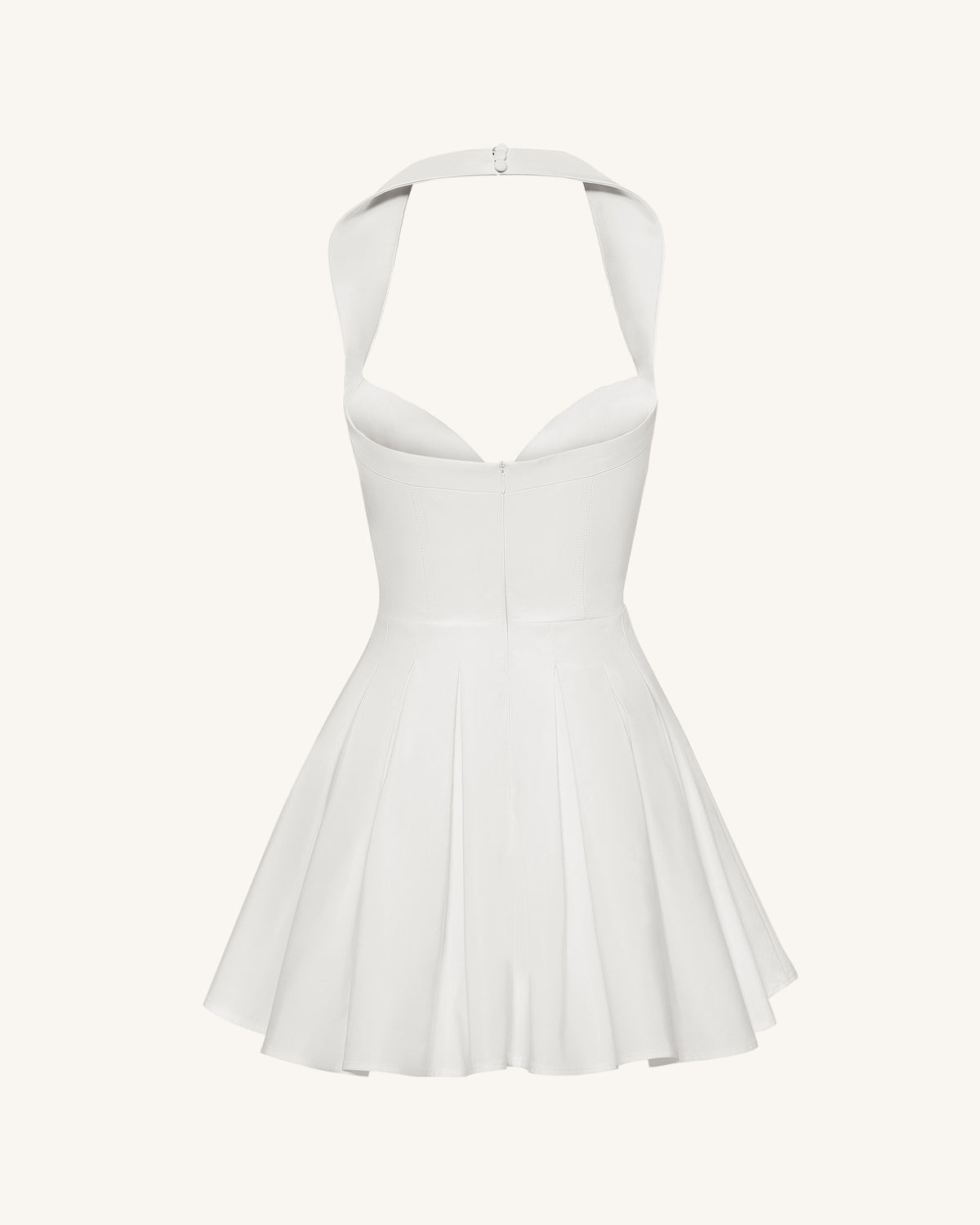 Pleated Bustier Halter Mini Dress - White | JW PEI