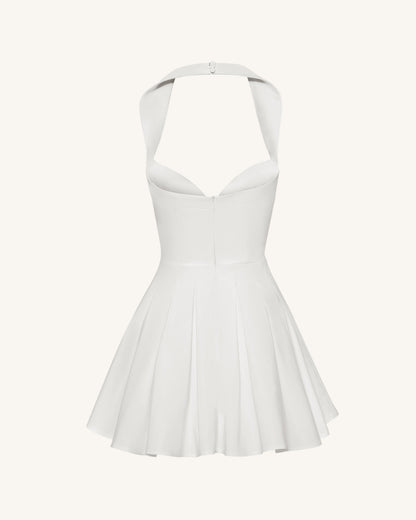 Pleated Bustier Halter Mini Dress - White | JW PEI