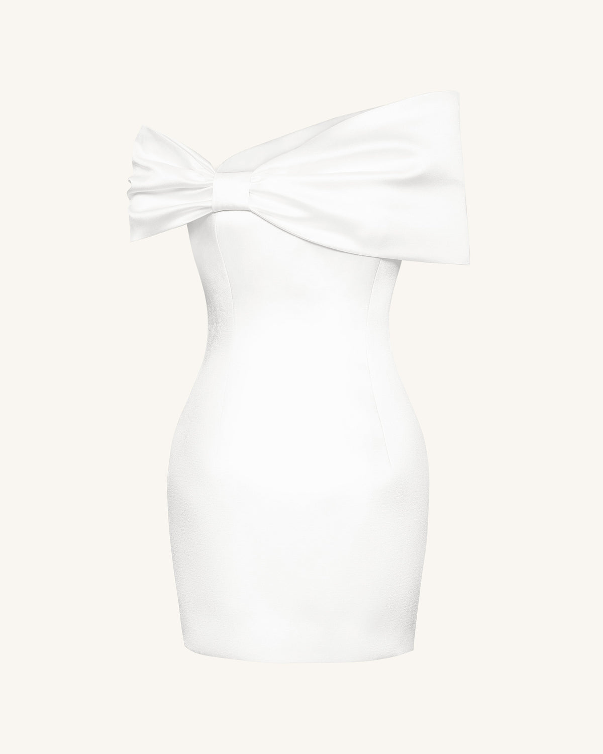 Satin Asymmetric Bow Mini Dress - White | JW PEI