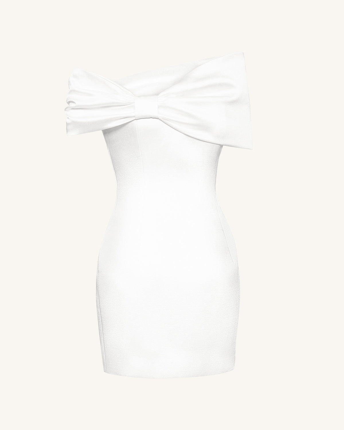 Satin Asymmetric Bow Mini Dress - White | JW PEI
