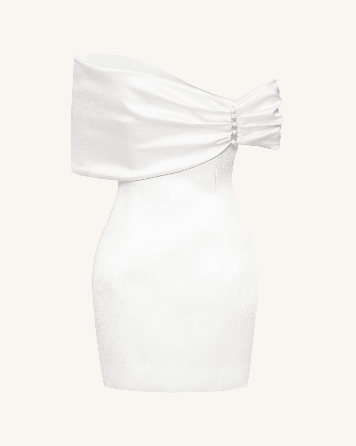 Satin Asymmetric Bow Mini Dress - White | JW PEI