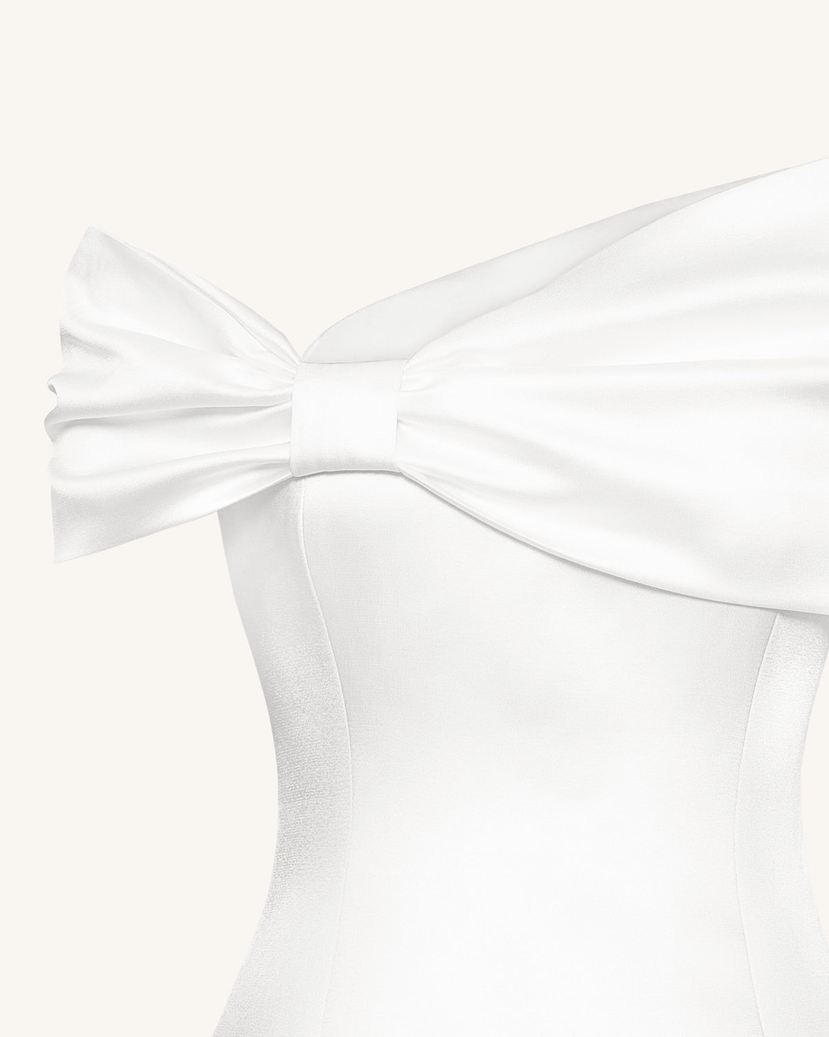 Satin Asymmetric Bow Mini Dress - White | JW PEI