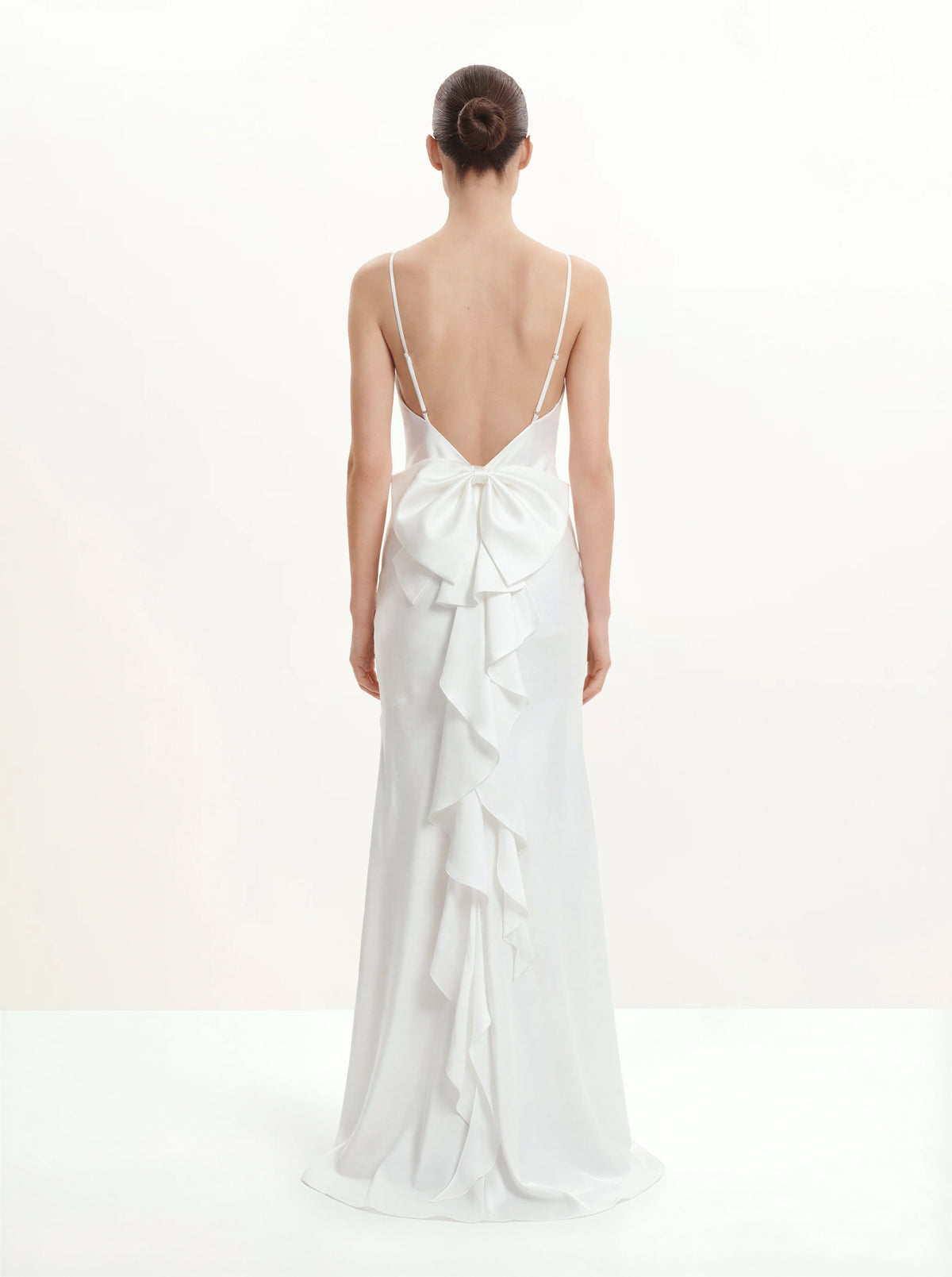 Satin Cowl-Neck Bow-Back Maxi Dress - White | JW PEI