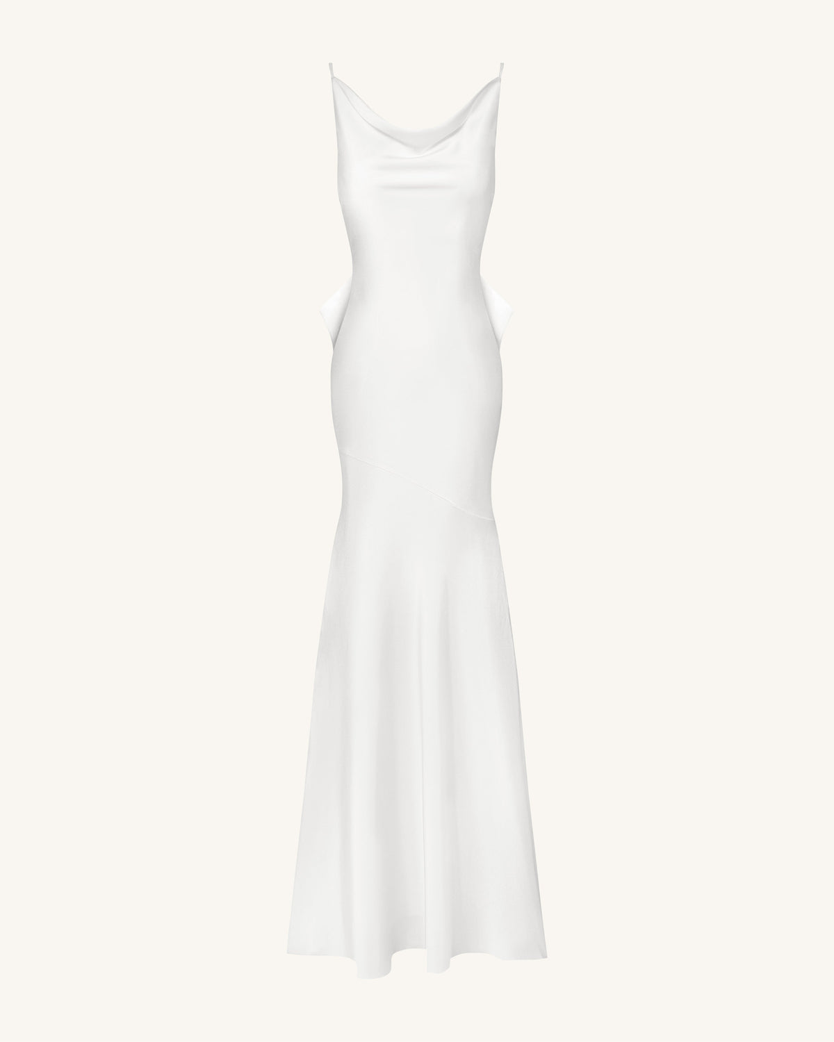 Satin Cowl-Neck Bow-Back Maxi Dress - White | JW PEI