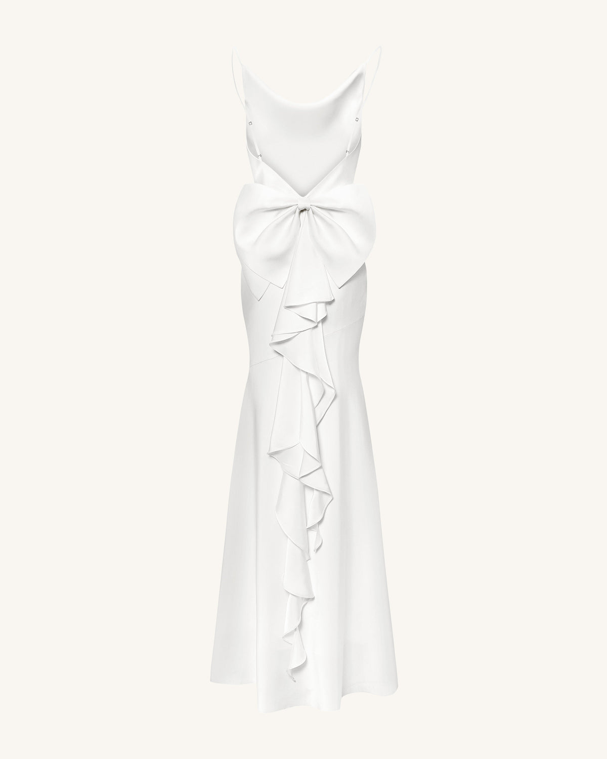 Satin Cowl-Neck Bow-Back Maxi Dress - White | JW PEI