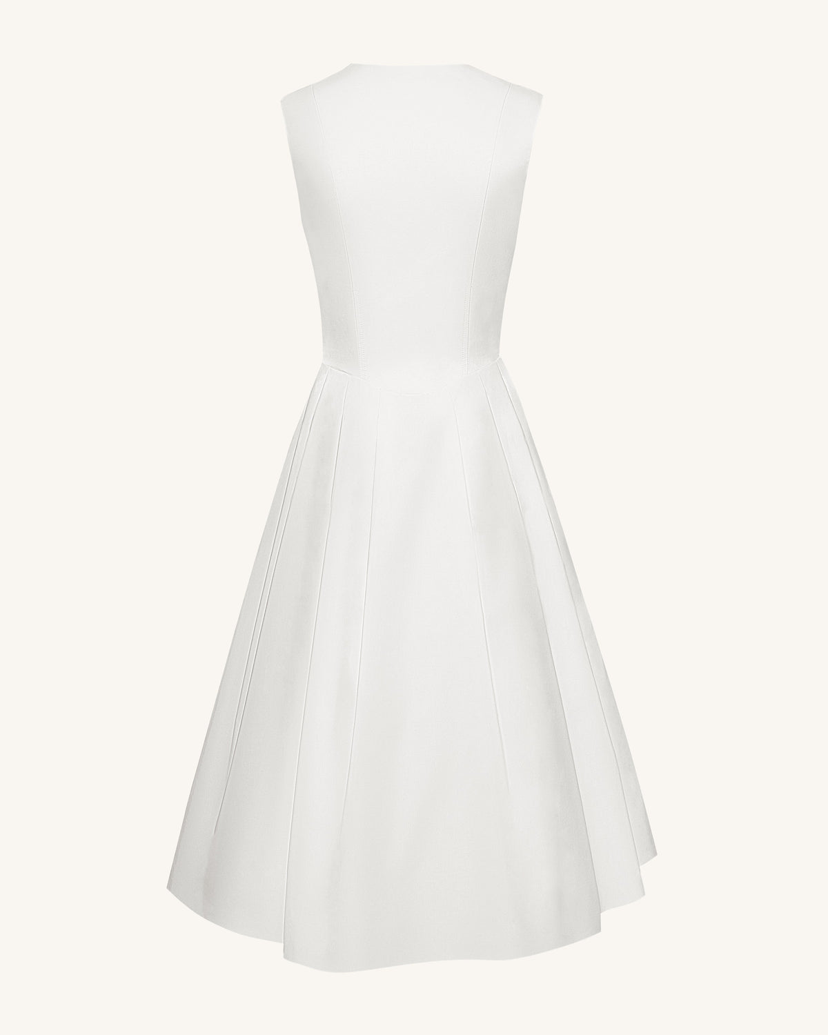 Front V-Neck Pleated Midi Dress - White | JW PEI