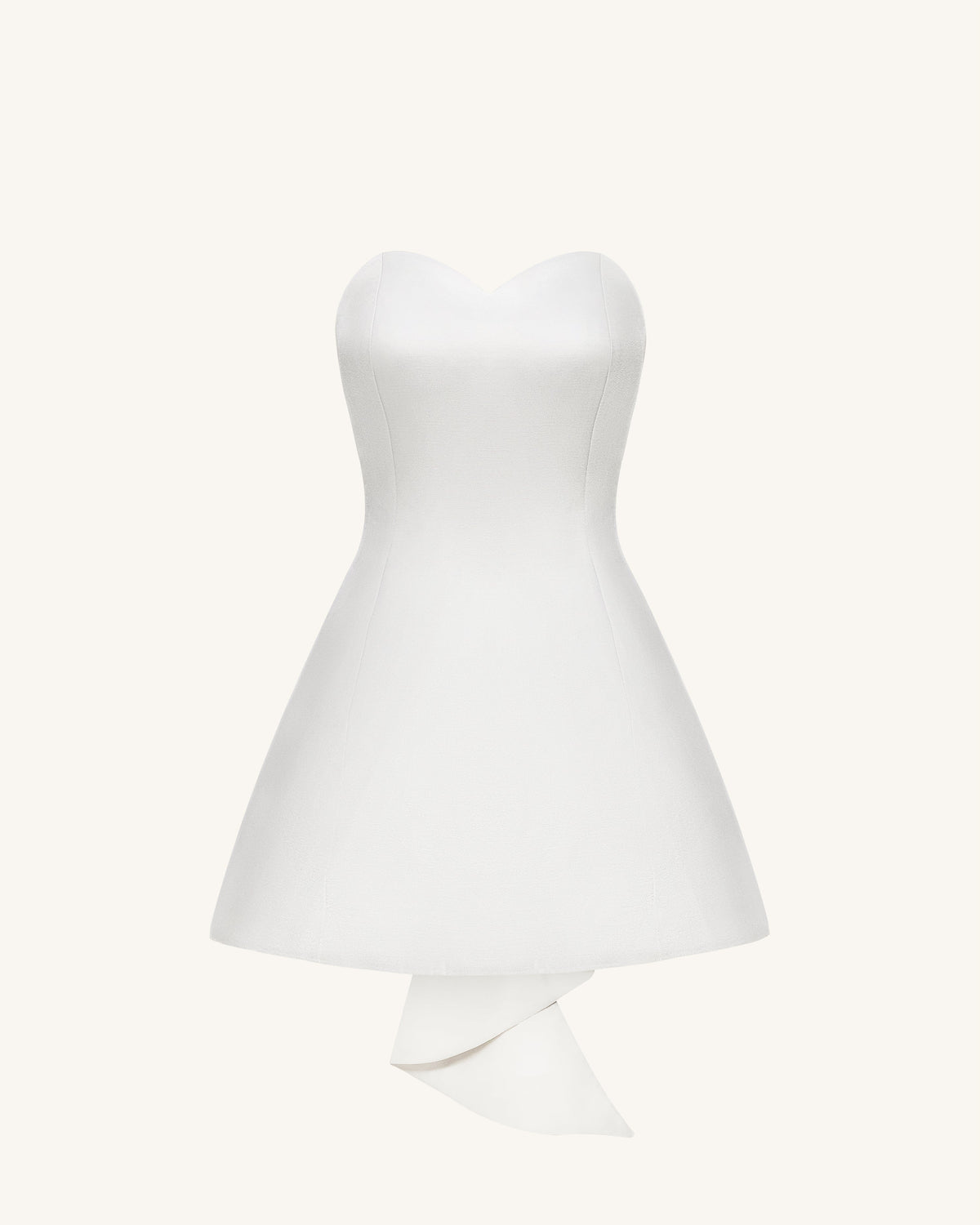 Satin Strapless Bow-Back Mini Dress - White | JW PEI