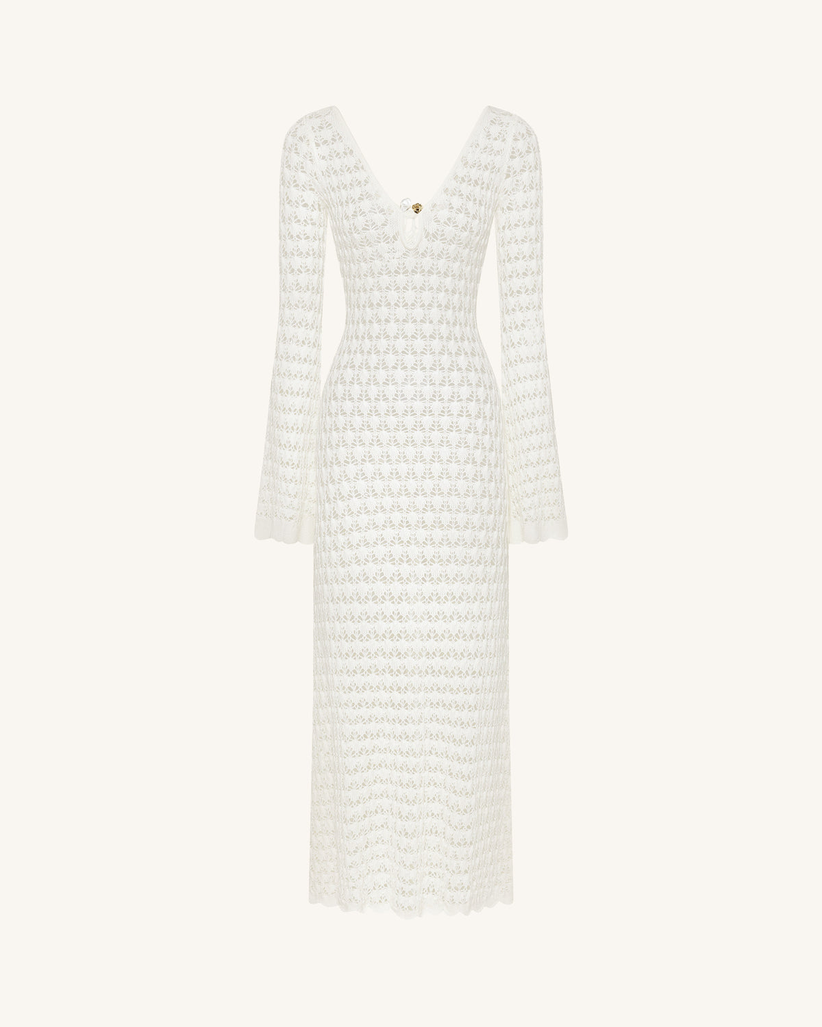 Pointelle Knit Keyhole Maxi Dress - White | JW PEI