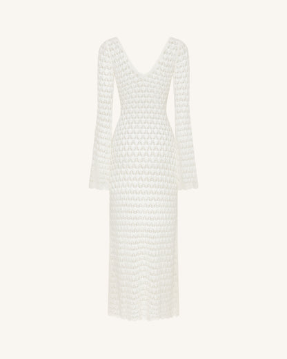 Pointelle Knit Keyhole Maxi Dress - White | JW PEI