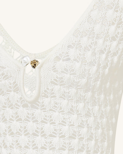 Pointelle Knit Keyhole Maxi Dress - White | JW PEI