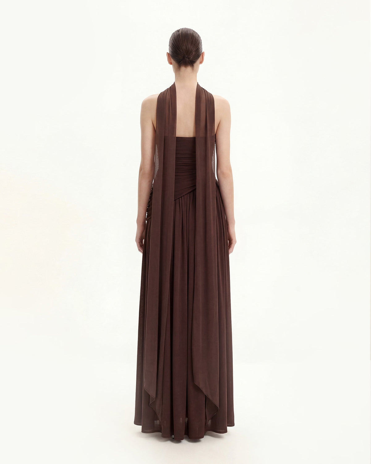 Ruched Panel Strapless Maxi Dress - Brown | JW PEI