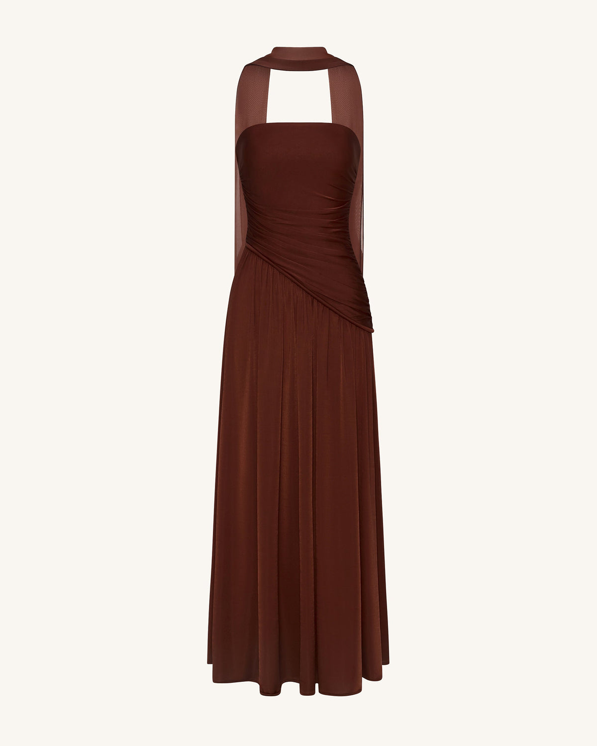 Ruched Panel Strapless Maxi Dress - Brown | JW PEI