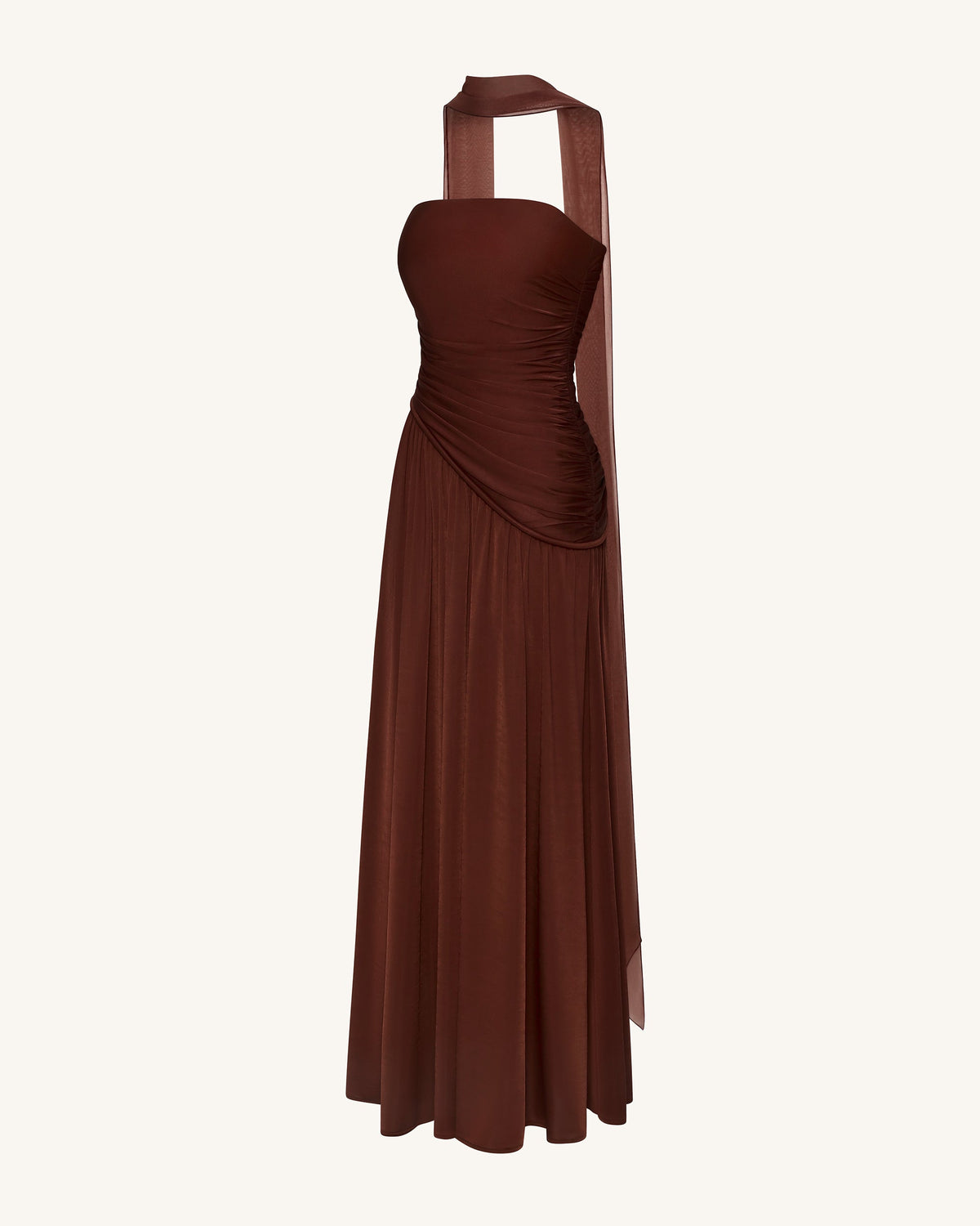 Ruched Panel Strapless Maxi Dress - Brown | JW PEI
